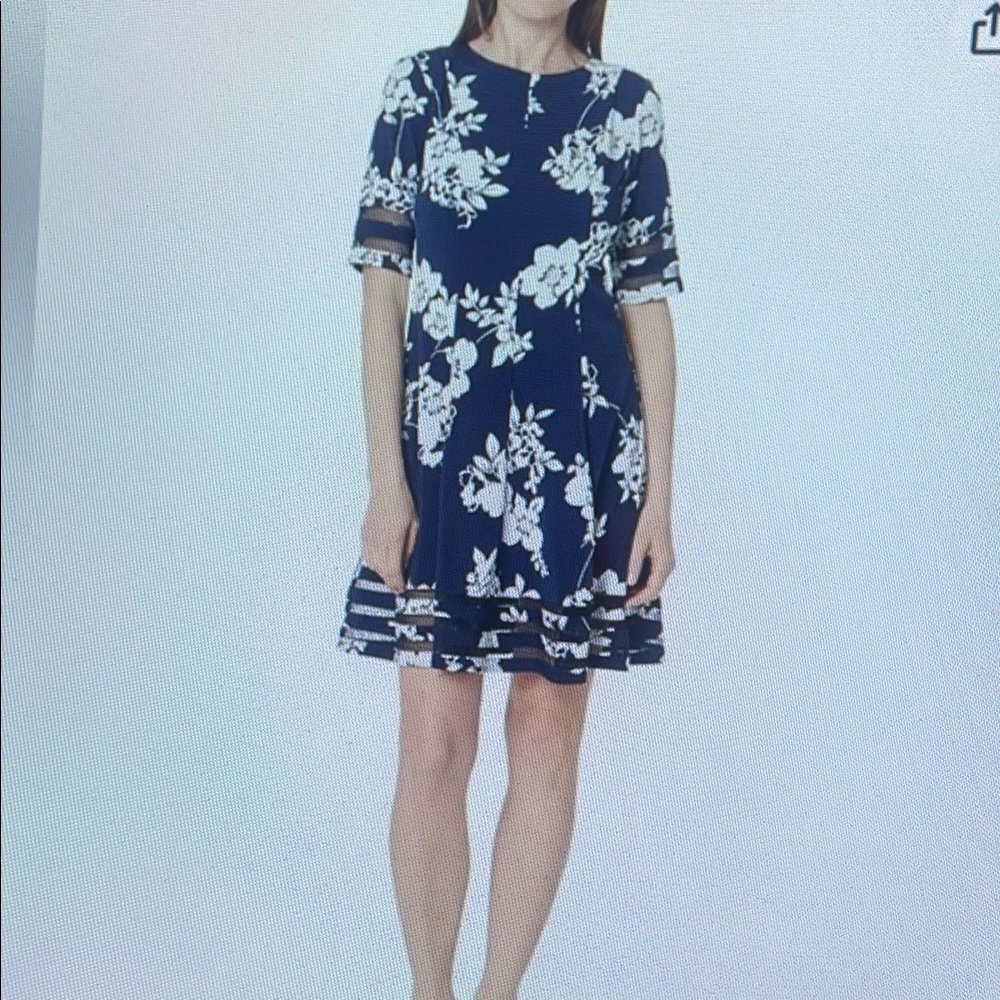 Floral Navy Blue Mini Dress